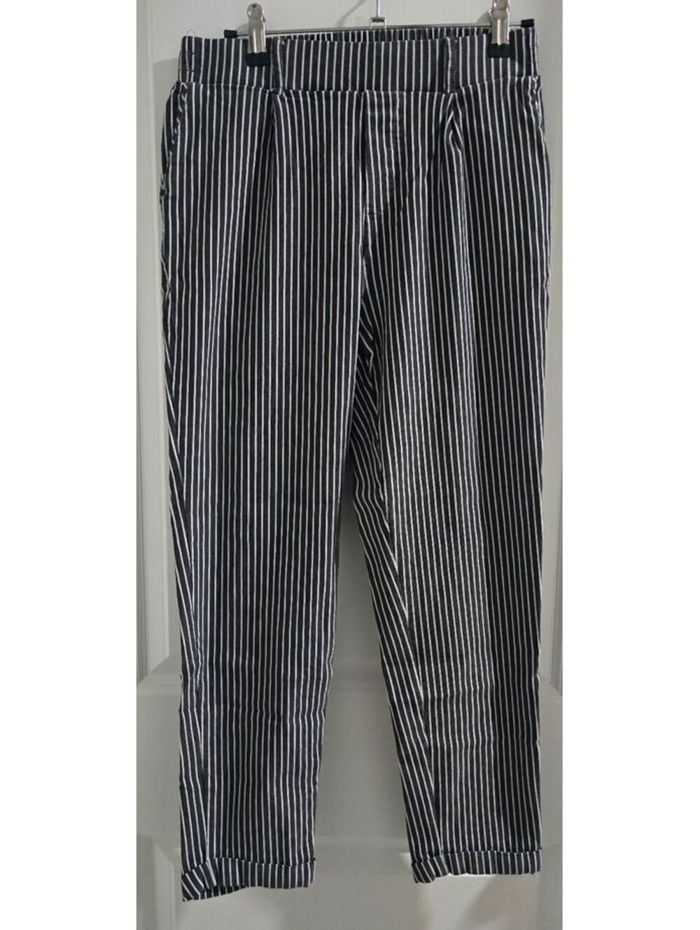 Shinestar Black and White Striped Pants Size L